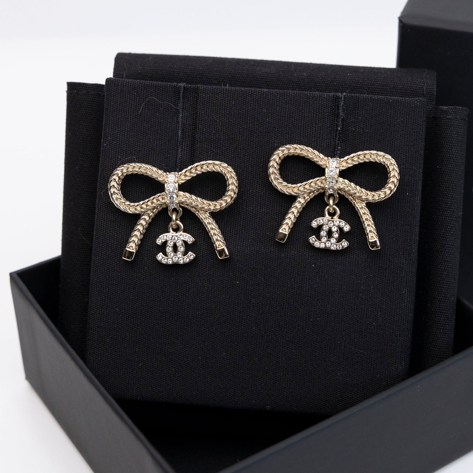 CHANEL 24K BOW CC EARRINGS