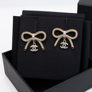 CHANEL 24K BOW CC EARRINGS