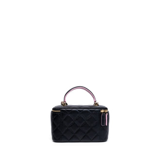 CHANEL 23P VANITY TOP HANDLE LAMBSKIN LEATHER BLACK BAG