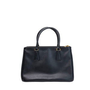 PRADA SMALL SAFFIANO LUX GALLERIA DOUBLE ZIP TOTE BAG BLACK LEATHER GHW