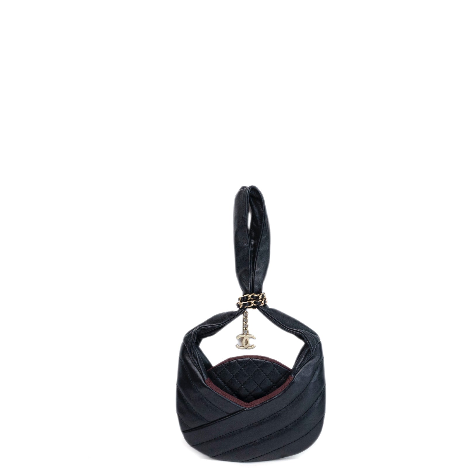 CHANEL VINTAGE CHEVRON SMALL CHAIN EVENING BAG LGHW