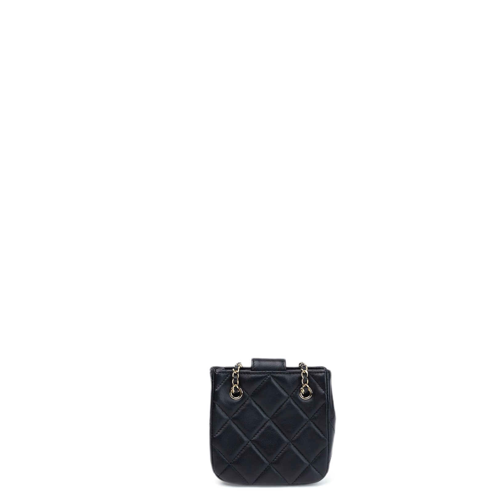 CHANEL QUILTED SUPER MINI TOTE WITH CHAIN BLACK LAMBSKIN LGHW