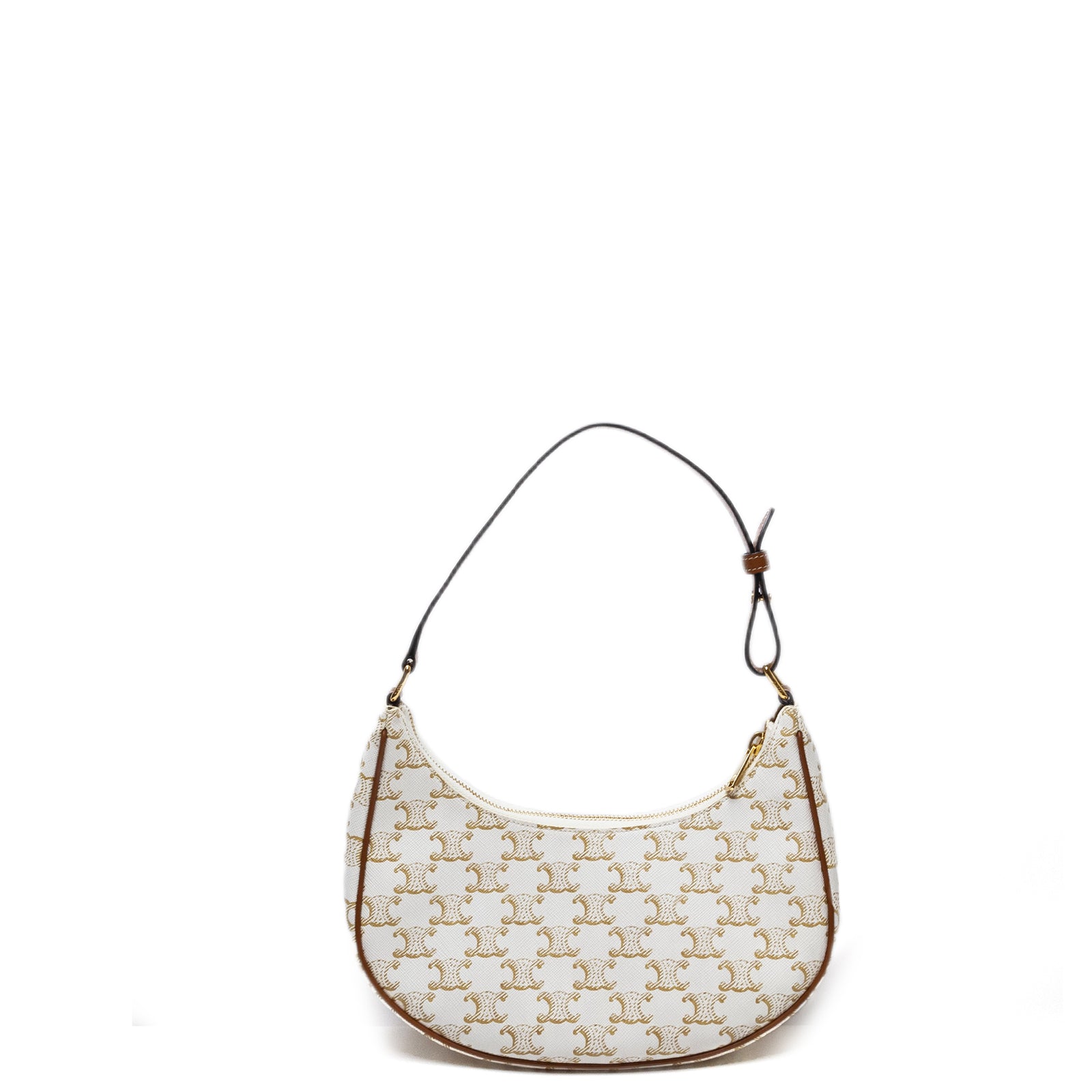 CELINE AVA BAG TRIOMPHE CANVAS/ CALFSKIN WHITE/ BROWN GHW