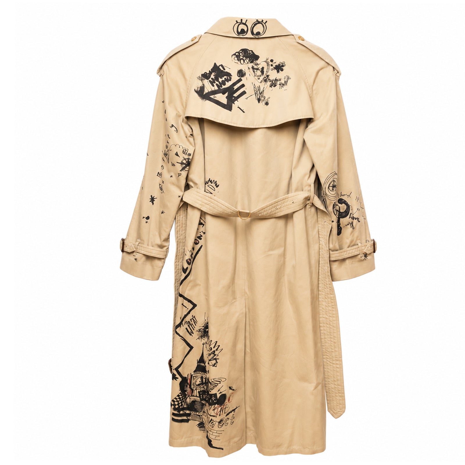 BURBERRY SKETCH PRINT TRENCH COAT BROWN / MULTICOLOURED