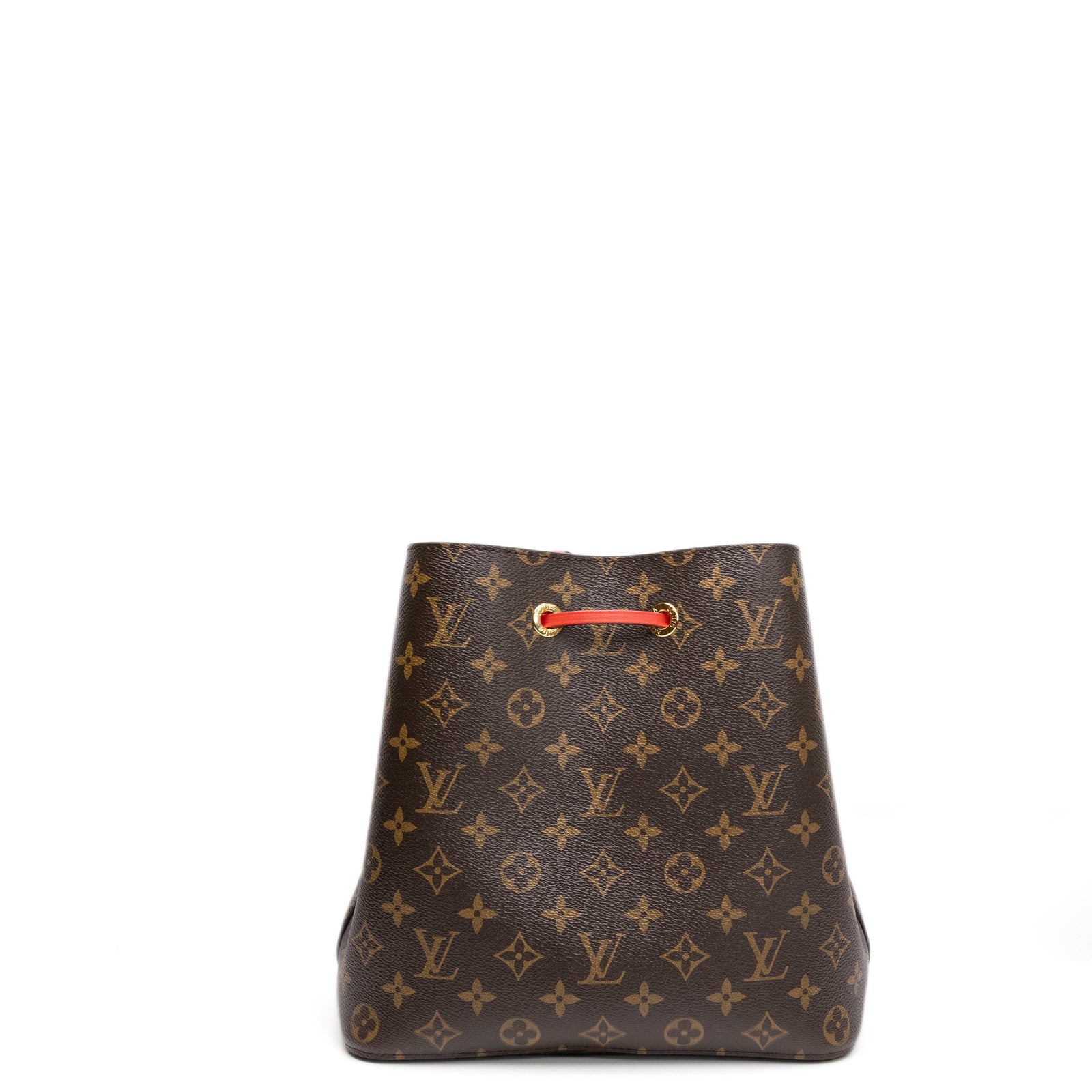 LOUIS VUITTON NEO NOE BROWN/ RED POUDRE MONOGRAM CANVAS GHW