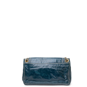 PRADA VITELLO SHINE CHAIN SHOULDER BAG BLUE GHW