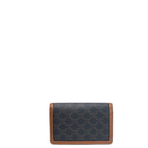 CELINE TRIOMPHE CANVAS CALFSKIN WALLET ON CHAIN TAN GHW