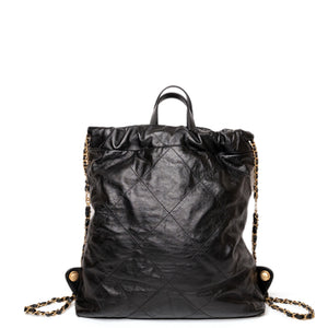 CHANEL 22 BACKPACK CALFSKIN BLACK GHW (MICROCHIP)