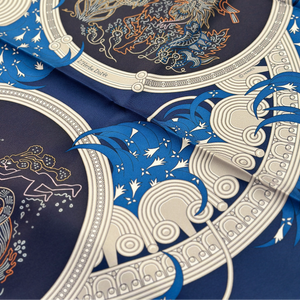 HERMES LEGEND BRODEE SILK SCARF 90CM