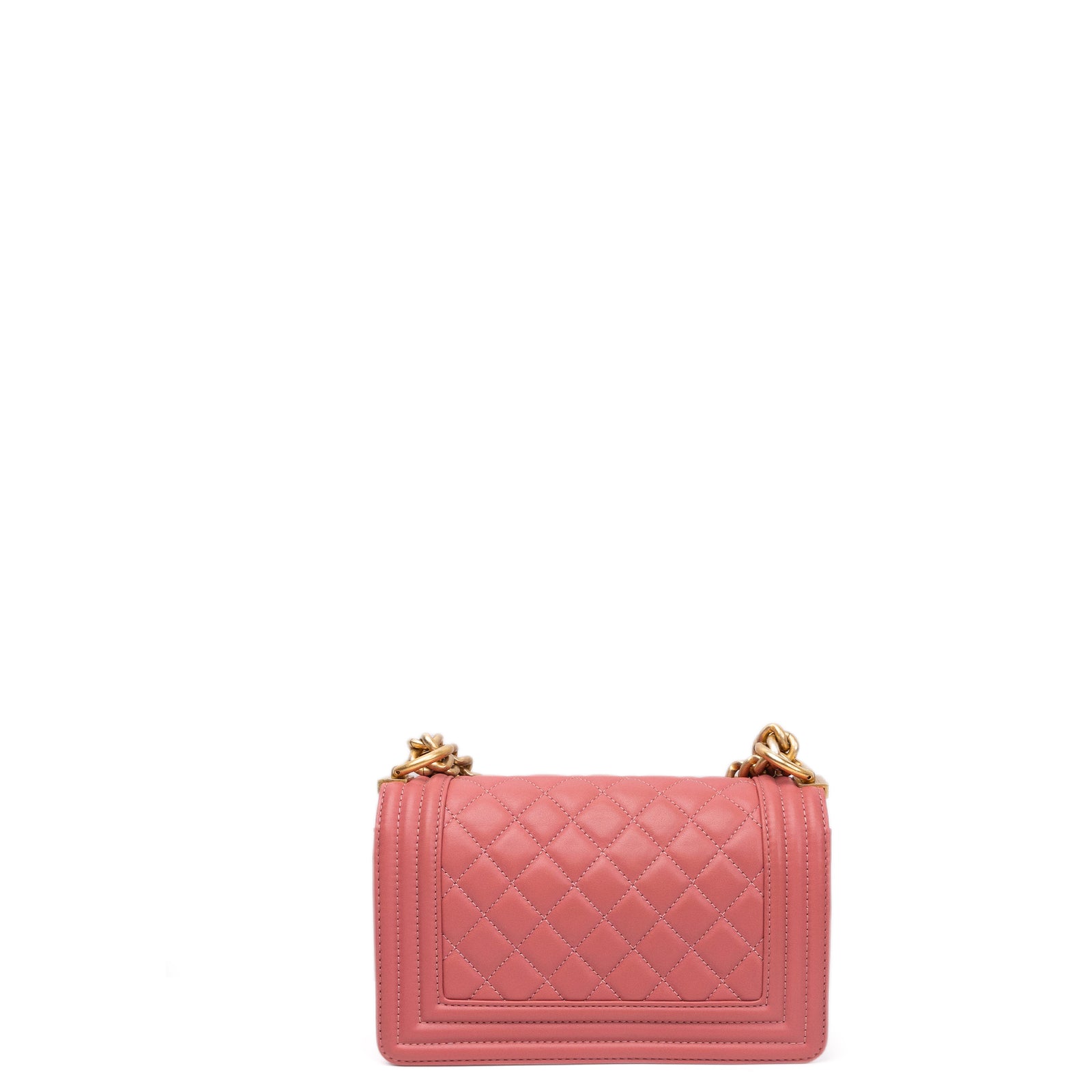 CHANEL SMALL LE BOY BAG PINK LAMBSKIN LEATHER GHW