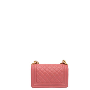 CHANEL SMALL LE BOY BAG PINK LAMBSKIN LEATHER GHW