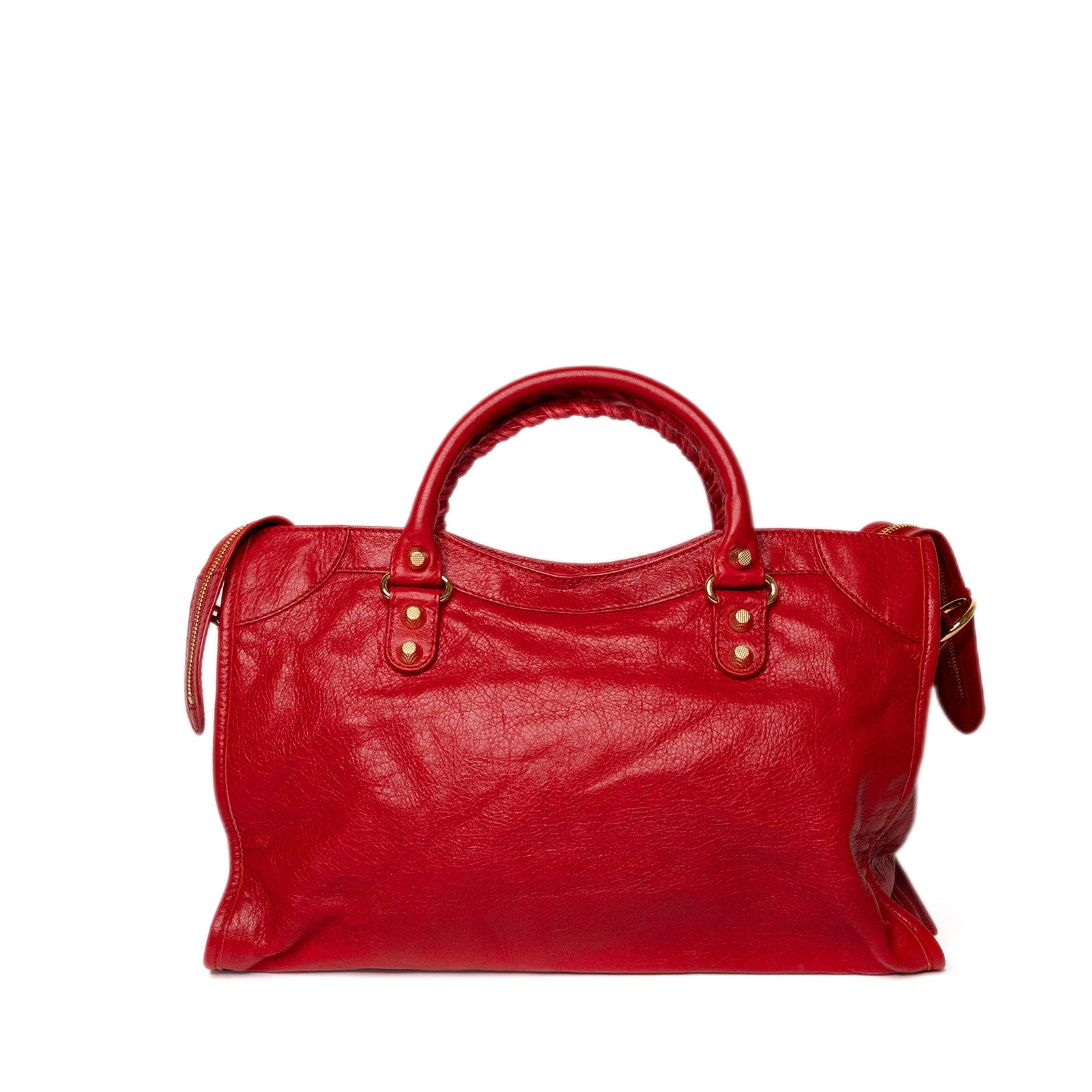 BALENCIAGA CITY BAG SMALL RED LEATHER GHW