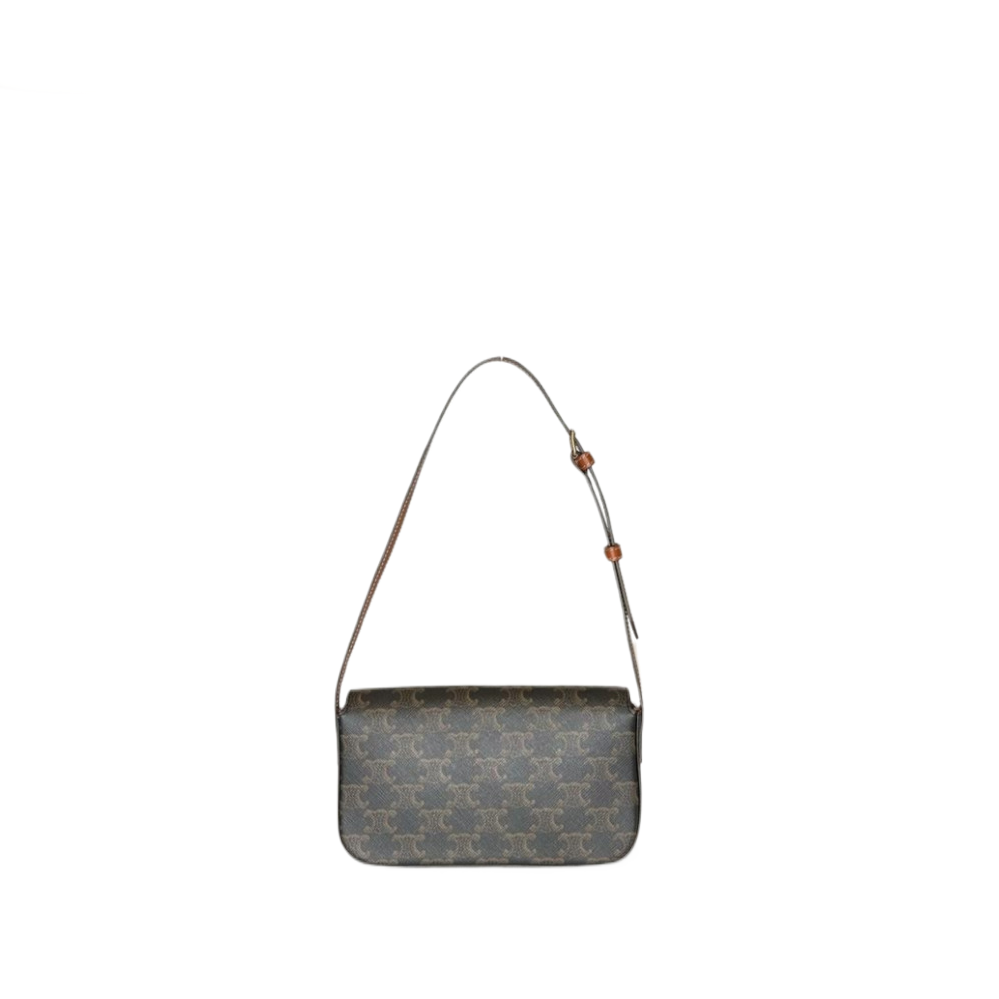 CELINE TRIOMPHE SHOULDER BAG TRIOPHE CANVAS CALF SKIN GHW