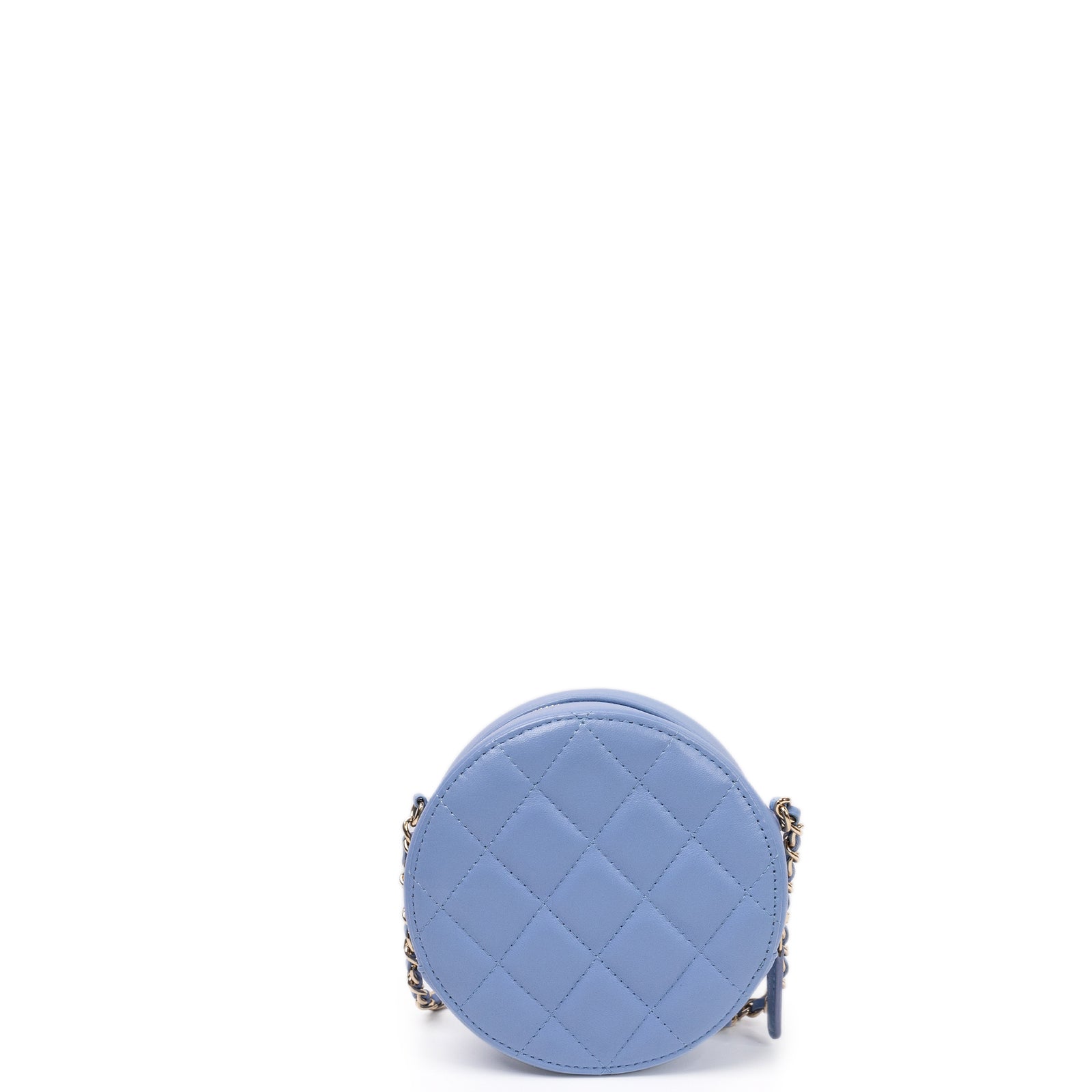 CHANEL ROUND CLUTCH BLUE LAMBSKIN LEATHER GHW