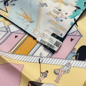 HERMES HERMES ON THE BEACH SILK SCARF 90CM