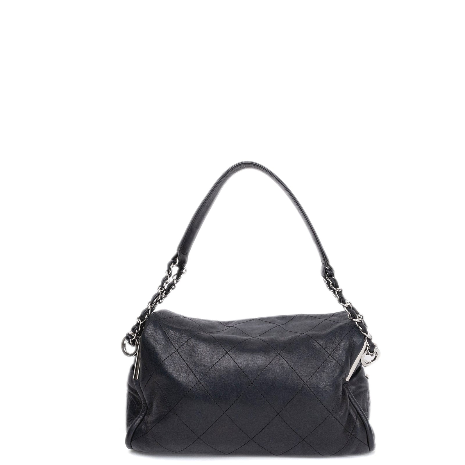 CHANEL ULTIMATE SMALL SOFT HOBO BAG BLACK QUILTED LAMBSKIN SHW