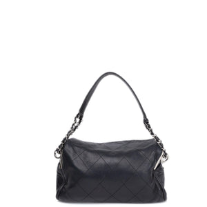 CHANEL ULTIMATE SMALL SOFT HOBO BAG BLACK QUILTED LAMBSKIN SHW