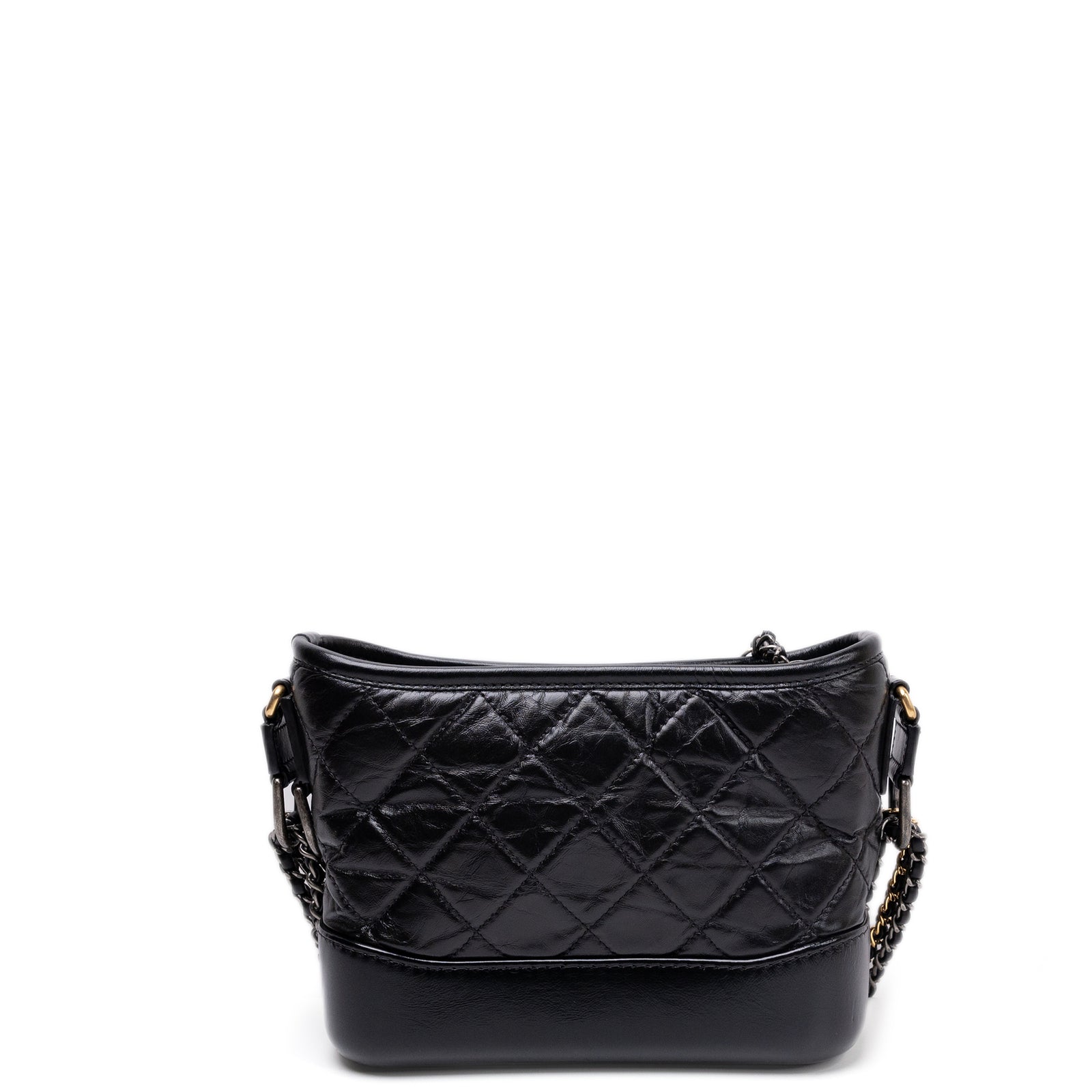 CHANEL GABRIELLE HOBO BAG BLACK CALFSKIN LEATHER MULTICOLORED HARDWARE
