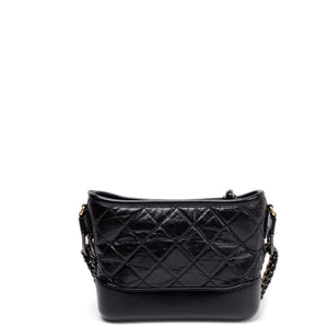 CHANEL GABRIELLE HOBO BAG BLACK CALFSKIN LEATHER MULTICOLORED HARDWARE