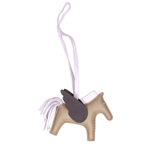 HERMES RODEO PEGASE PM BAG CHARM BEIGE MARFA /MAUVE PALE/ MOKA STAMP B