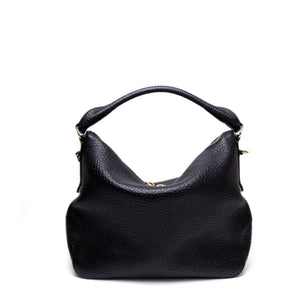 BURBERRY SMALL LEDBURY HOBO SATCHEL BLACK GRAINED CALFSKIN LEATHER GHW