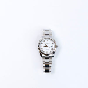 ROLEX DATEJUST 41 WHITE ROMAN DIAL FKUTED BEZEL
