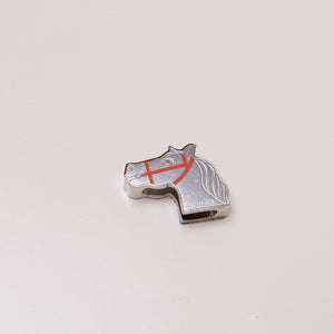 HERMES CADREJU TWILLYRING HORSE BROWN SILVER ORANGE SCARF RING