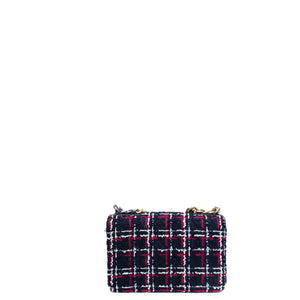 CHANEL SMALL 19 BAG TWEED BLACK / RED / WHITE MULTICOLOUR HARDWARE