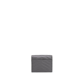 SAINT LAURENT CASSANDRE ENVELOPE COMPACT TRI-FOLD WALLET SHW