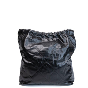 CHANEL LARGE 22 BAG SHINY CALFSKIN BLACK GHW (MICROCHIP)