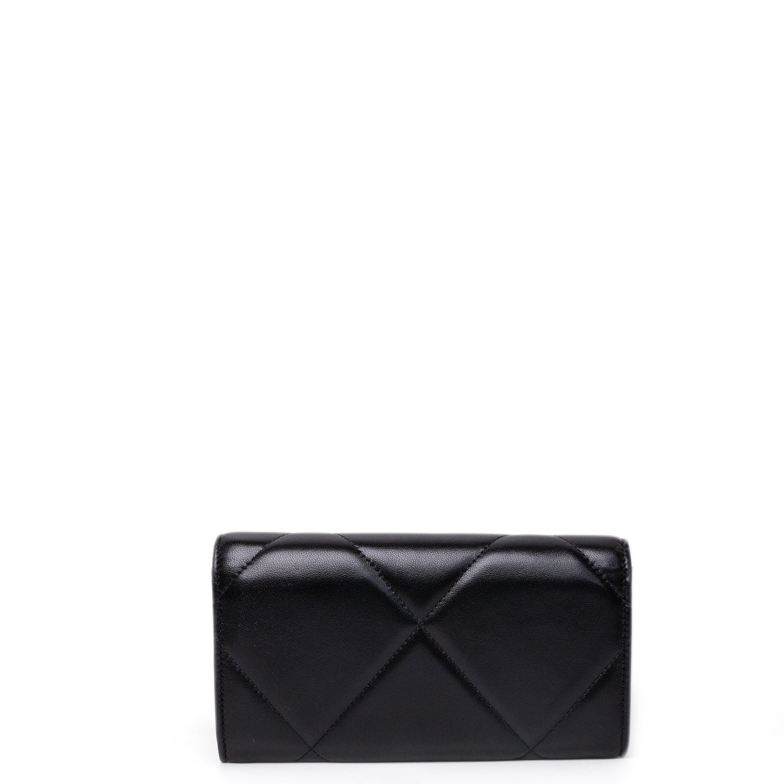 CHANEL 19 LONG FLAP WALLET BLACK LAMBSKIN LEATHER GHW (MICROCHIP)