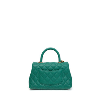 CHANEL SMALL COCO HANDLE CAVIAR GREEN LGHW