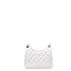 CHANEL 23C SMALL WHITE SHINY CALFSKIN HOBO BAG GHW