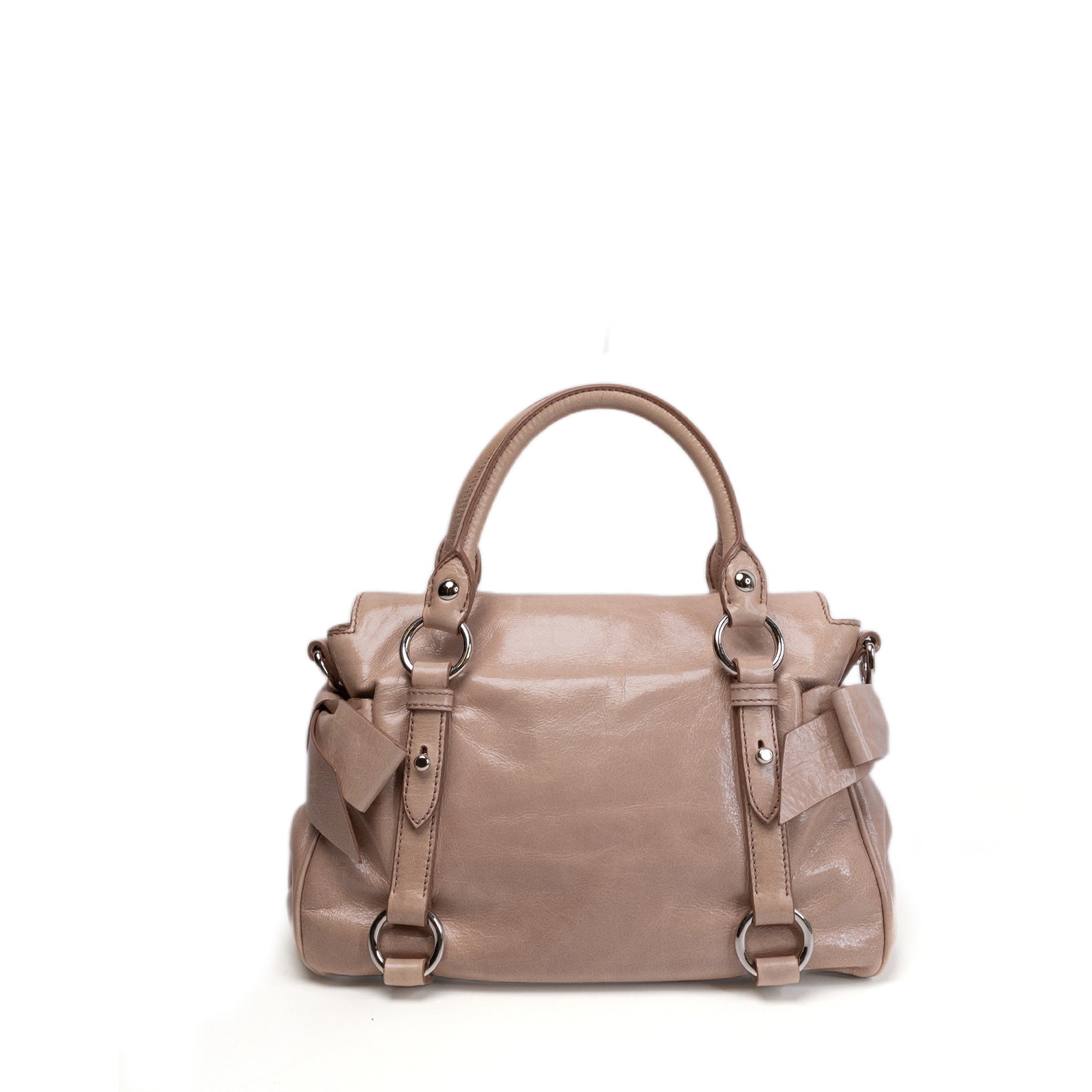 MIU MIU VITELLO LUX BOW SATCHEL CALFSKIN LEATHER