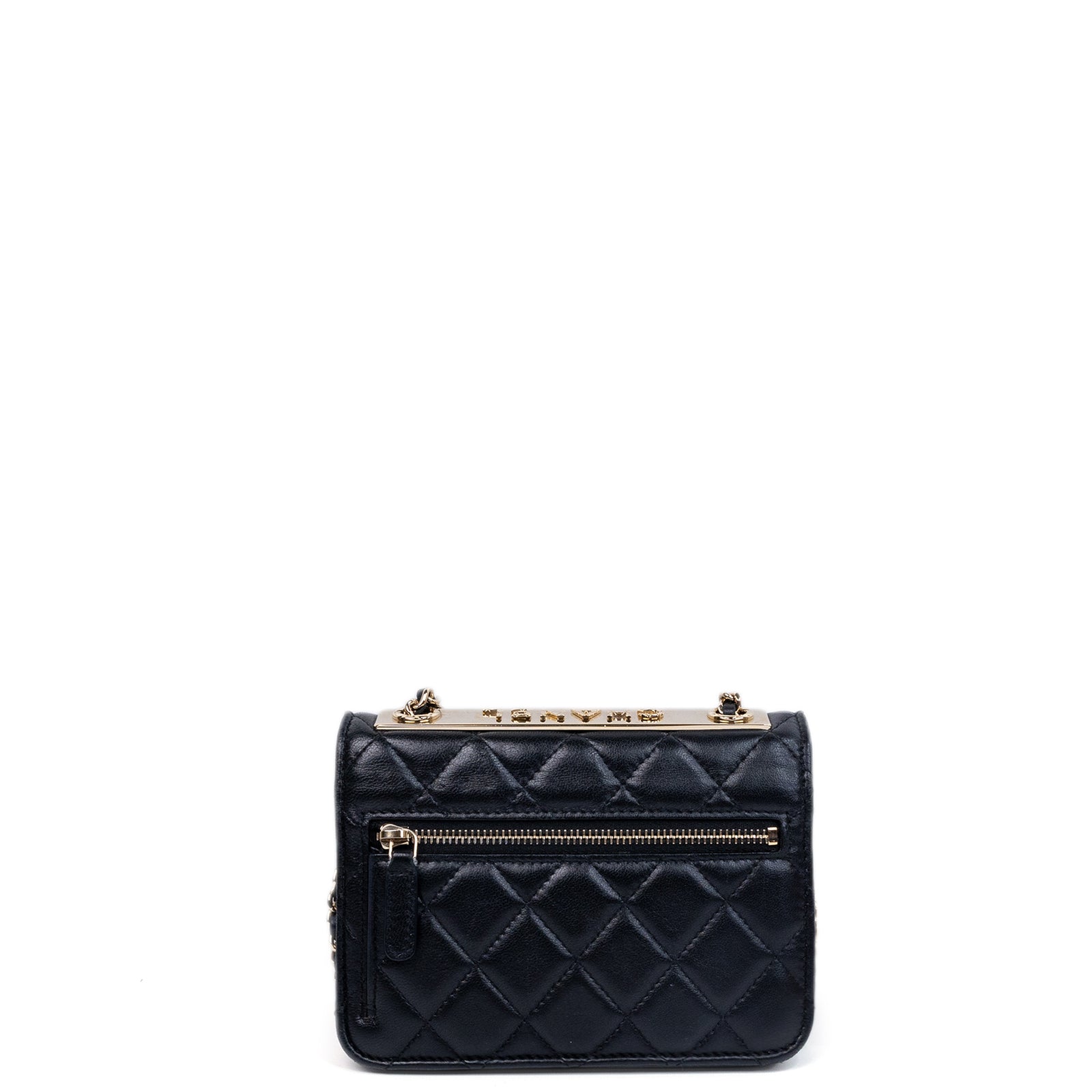 CHANEL MINI TRENDY CC WALLET ON CHAIN LAMBSKIN LEATHER BLACK LGHW