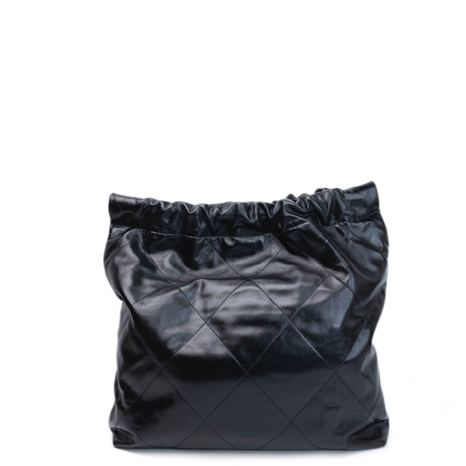 CHANEL MEDIUM 22 BAG SHINY CALFSKIN BLACK GHW (MICROCHIP)