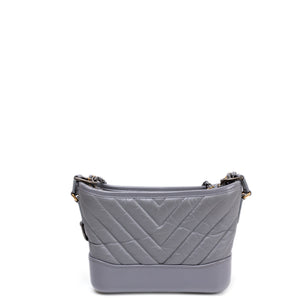 CHANEL SMALL CHEVRON GABRIELLE HOBO BAG GREY CALFSKIN LEATHER MULTICOLOURED HARDWARE