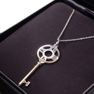 TIFFANY & CO. ATLAS KEY 18K WHITE GOLD DIAMOND PENDANT NECKLACE