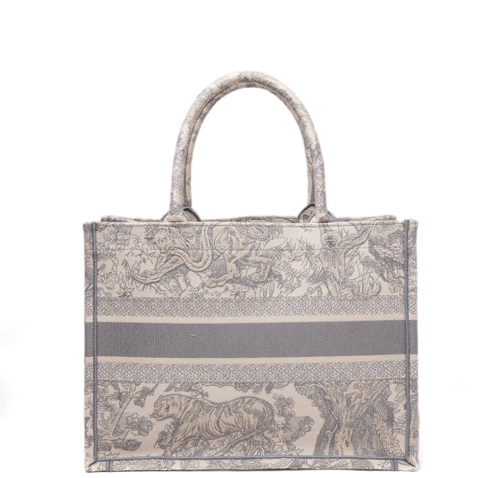CHRISTIAN DIOR MEDIUM DIOR BOOK TOTE GREY TOILE DE JOUY EMBROIDERY
