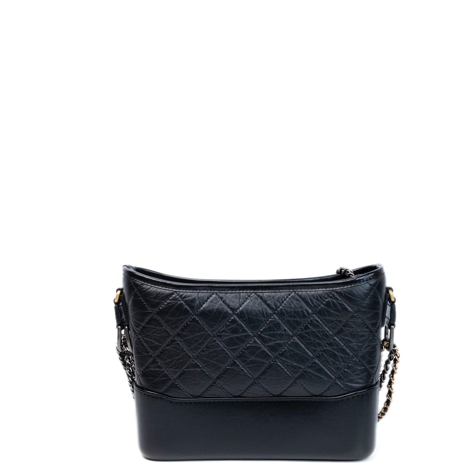 CHANEL MEDIUM GABRIELLE HOBO BAG BLACK CALFSKIN LEATHER GOLD / SILVER TONE