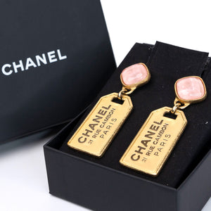 CHANEL NEW RUE CAMBON GOLD WITH OINK STONE DROP EARRINGS