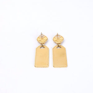 CHANEL NEW RUE CAMBON GOLD WITH OINK STONE DROP EARRINGS