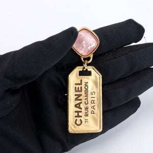 CHANEL NEW RUE CAMBON GOLD WITH OINK STONE DROP EARRINGS