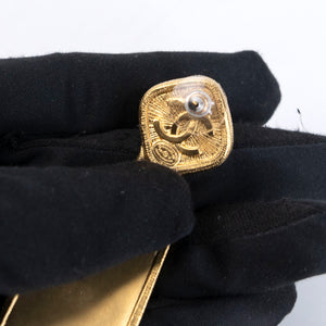 CHANEL NEW RUE CAMBON GOLD WITH OINK STONE DROP EARRINGS