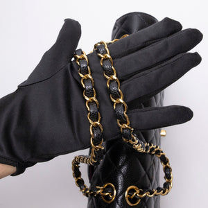 CHANEL MEDIUM CLASSIC DOUBLE FLAP BAG BLACK CAVIAR LEATHER GHW (MICROCHIP)