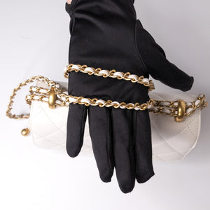 CHANEL 24C GOLD CRUSH MINI FLAP BAG WHITE CALFSKIN GHW (MICROCHIP)