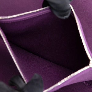 HERMES HERBAG 39 ZIP BAG HUNTER / CANVAS PURPLE SHW STAMP SQUARE O