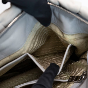 PRADA NAPPA GAUFFRE LARGE BAG GREY SHW