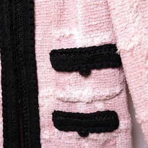 CHANEL 22C TWEED BLAZER PINK AND BLACK SIZE 36
