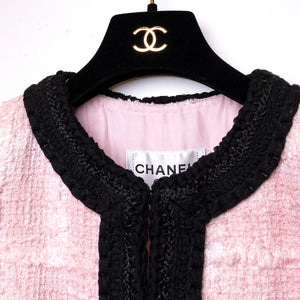 CHANEL 22C TWEED BLAZER PINK AND BLACK SIZE 36